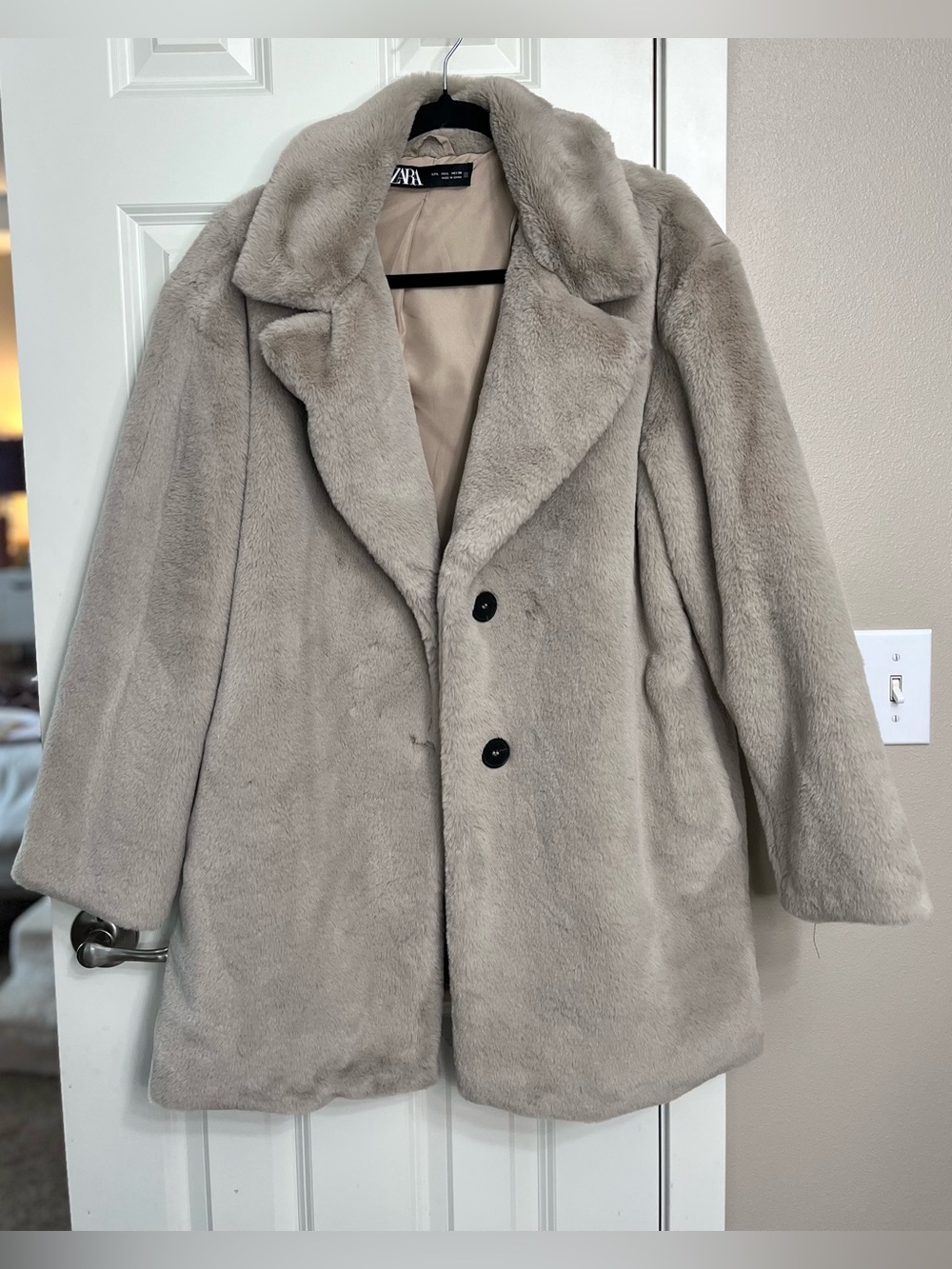 Zara Women's Faux Fur Pea Coat NWOT